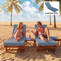 Outsunny Chaise Lounge Cushion, 4" Thick Outdoor Lounge Chair Cushions with Ties for Patio, 26" x 80", Navy Blue(m-9)
