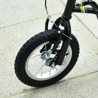 Aosom Youth Scooter Front and Rear Caliper Dual Brakes 12-Inch Inflatable Front Wheel Ride On Toy For Age 5+ - Black(m-8)