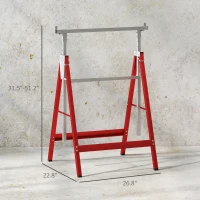 HOMCOM Set of 2 Adjustable Telescopic Builders Trestle, DIY Steel Work Bench Carpenter, Folding Saw Horse Tools Red(m-3)