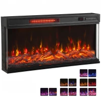 HOMCOM 36" Electric Fireplace Insert, Wall Recessed, Freestanding 1500W 3-Sided Linear Fireplace Heater with Adjustable Flame(m-13)