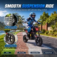 Qaba 24V Kids Electric Motorcycle with 180W Brushless Motor, Suspension, Soft Start, 12" Rubber Tires for 6+ Years, Black(m-6)
