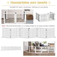PawHut Wooden Pet Gate, 6-Panel Folding Dog Safety Barrier with Support Feet for Small & Medium Dogs, White(m-5)