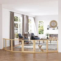 PawHut Wooden Pet Gate, 6-Panel with Folding Design and Freestanding Support Feet, Natural(m-3)