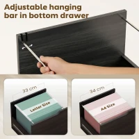 HOMCOM Filing Cabinet with File Drawer File Cabinet with Adjustable Shelf and 3 Drawers Black(m-4)