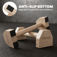 Soozier Push up Handles, Wooden Parallettes Bars with Non-Slip Base, Calisthenics Equipment for Home, Gym, Fitness, Exercise, Natural Wood(m-5)