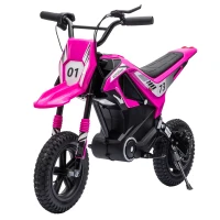 Qaba 24V Kids Electric Motorcycle with 180W Brushless Motor, Suspension, Soft Start, 12" Rubber Tires for 6+ Years, Pink(m-11)