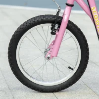 HOMCOM Kick Scooter for Children 5+ Years, Adjustable Height, with Large Inflatable Wheels, Dual Brakes - Pink(m-10)