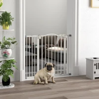 PawHut Extra Tall Dog Gate with Door, Pressure Fit, Auto Close, Double Locking for Doorways Hallways Stairs, 29"-37", White(m-1)