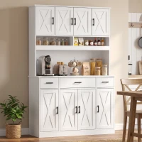 HOMCOM 73" Pantry Cabinet with Charging Station, Tall Kitchen Hutch with Microwave Stand, Kitchen Pantry Storage Cabinet, White(m-12)