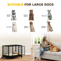 PawHut 36" Heavy Duty Dog Crate with Removable Tray, Lockable Wheels and Double Door, for Medium and Large Dogs, Black(m-7)