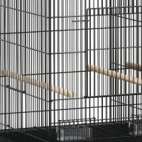 PawHut 18" H Bird Cage, Large Parakeet Cage for Budgie, Lovebird, Canary, Finches with Divider, Black(m-9)