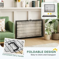 PawHut 42" Dog Crate with 2 Doors, Folding Metal Dog Cage with Soft Cushion, Removable Tray, Handle, for Small Dogs, Black(m-7)