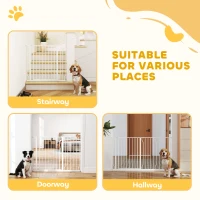 PawHut 30"- 57" Easy Install Pet Gate w/ Door & Double Locking System, Extra Wide Dog Gate for Stairs, Hallways, White(m-7)