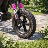 Qaba 24V Kids Electric Motorcycle with 180W Brushless Motor, Suspension, Soft Start, 12" Rubber Tires for 6+ Years, Pink(m-9)