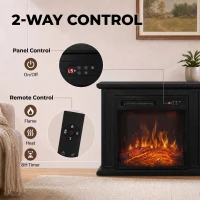 HOMCOM 26" Electric Fireplace with Mantel, 1400W Freestanding Fireplace TV Stand with Adjustable Flame, Timer, Remote, Black(m-5)
