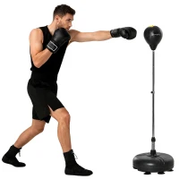 Soozier Reflex Bag with Stand, Freestanding Punching Bag Set with Speedball and Gloves, 52.4" -59.4" Adjustable Height(m-9)