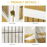 PawHut Wooden Pet Gate, 6-Panel Folding Dog Safety Barrier with Support Feet for Small & Medium Dogs, White(m-7)