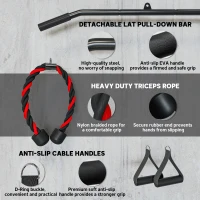 Soozier Weight Cable Pulley System for Home Gym with Universal Loading Pin for LAT Pull Down, Biceps Curl Workout, Red(m-5)