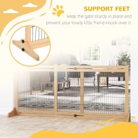 PawHut 71" W x 27" H Extra Wide Freestanding Pet Gate with Adjustable Length Dog, Cat, Barrier for House, Doorway, Hallway, Natural(m-6)