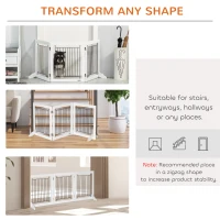 PawHut Freestanding Pet Gate, Folding Dog Gate with 2 Support Feet, 24" High, 3 Panels, for Small Dogs, Indoor Use - White(m-4)