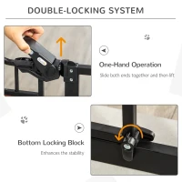 PawHut 29.1''-31.5'' Extra Wide Dog Gate with Cat Door, 30"H Stair Gate with Extension, Wall Cups, Pressure Fit, Auto Close, Double Locking, for Doorways, Hallways, Stairs, Black(m-4)