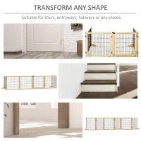 PawHut Wooden Pet Gate, 6-Panel with Folding Design and Freestanding Support Feet, Natural(m-6)