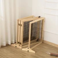 PawHut Wooden Pet Gate, 6-Panel with Folding Design and Freestanding Support Feet, Natural(m-10)