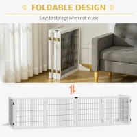 PawHut Wooden Pet Gate, 6-Panel Folding Dog Safety Barrier with Support Feet for Small & Medium Dogs, White(m-6)