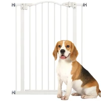 PawHut Extra Tall Dog Gate with Door, Pressure Fit, Auto Close, Double Locking for Doorways Hallways Stairs, 29"-32", White(m-9)