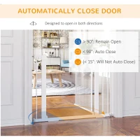 PawHut 29.5"-40.6" Metal Pet Gate, Dog Gate with Auto Closing Door, Double Locking, for Doorways, Stairs, Hallways, White(m-5)