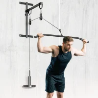 Soozier Weight Cable Pulley System for Home Gym with Universal Loading Pin for LAT Pull Down, Biceps Curl Workout, Red(m-8)