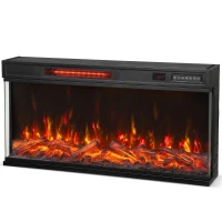 HOMCOM 36" Electric Fireplace Insert, Wall Recessed, Freestanding 1500W 3-Sided Linear Fireplace Heater with Adjustable Flame(m-2)