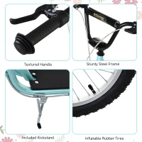 Aosom Youth Scooter Kick Scooter for Kids 5+, Max Load 220 LBS., with Adjustable Handlebar, 16" Inflatable Wheels, Dual Brakes, Blue(m-6)