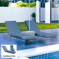 Outsunny Set of 2 Chaise Lounge Cushion, 4" Thick Outdoor Lounge Chair Cushions with Ties for Patio, 21" x 72", Navy Blue(m-2)