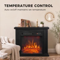 HOMCOM 26" Electric Fireplace with Mantel, 1400W Freestanding Fireplace TV Stand with Adjustable Flame, Timer, Remote, Black(m-6)