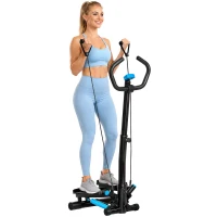 Soozier Twist Stepper Machine with Resistance Bands, Adjustable Workout Fitness Equipment with Handle Bar and LCD Display for Home Gym Exercise(m-1)