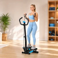 Soozier Twist Stepper Machine with Resistance Bands, Adjustable Workout Fitness Equipment with Handle Bar and LCD Display for Home Gym Exercise(m-8)