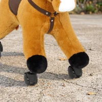 Qaba Ride on Horse, Ride on Toy with Wheels, Plush Animal Toys to Develop Balance & Coordination for Toddlers 18-36 M, Brown(m-9)