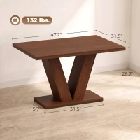HOMCOM Modern Dining Table for 4 People, 47.2" Kitchen Table for Dining Room and Living Room, Rectangular, Dark Walnut(m-3)