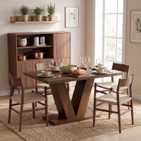 HOMCOM Modern Dining Table for 4 People, 47.2" Kitchen Table for Dining Room and Living Room, Rectangular, Dark Walnut(m-10)
