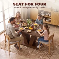 HOMCOM Modern Dining Table for 4 People, 47.2" Kitchen Table for Dining Room and Living Room, Rectangular, Dark Walnut(m-4)