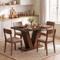 HOMCOM Modern Dining Table for 4 People, 47.2" Kitchen Table for Dining Room and Living Room, Rectangular, Dark Walnut(m-9)
