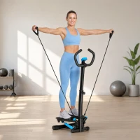 Soozier Twist Stepper Machine with Resistance Bands, Adjustable Workout Fitness Equipment with Handle Bar and LCD Display for Home Gym Exercise(m-10)