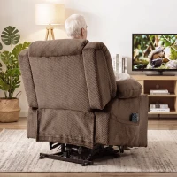 HOMCOM Dual Motor Power Lift Recliner Chair with Massage and Heat for Elderly, 180° Flat Recline, Wide Seat, Dark Brown(m-8)