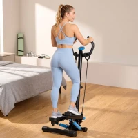 Soozier Twist Stepper Machine with Resistance Bands, Adjustable Workout Fitness Equipment with Handle Bar and LCD Display for Home Gym Exercise(m-9)