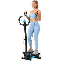 Soozier Twist Stepper Machine with Resistance Bands, Adjustable Workout Fitness Equipment with Handle Bar and LCD Display for Home Gym Exercise(m-11)
