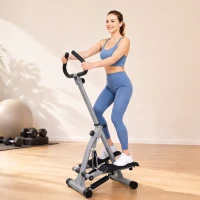 Soozier Adjustable Stepper Aerobic Ab Exercise Fitness Workout Machine with LCD Screen & Handlebars, Grey(m-10)