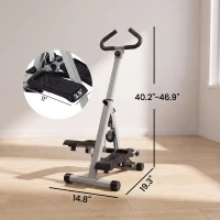 Soozier Adjustable Stepper Aerobic Ab Exercise Fitness Workout Machine with LCD Screen & Handlebars, Grey(m-3)