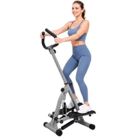 Soozier Adjustable Stepper Aerobic Ab Exercise Fitness Workout Machine with LCD Screen & Handlebars, Grey(m-11)