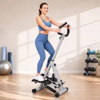 Soozier Adjustable Stepper Aerobic Ab Exercise Fitness Workout Machine with LCD Screen & Handlebars, Grey(m-2)